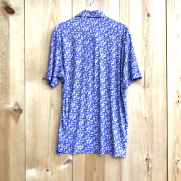 1764 Mens Purple Floral Short Sleeve Polo Shirt Sz Large - Picture 5 of 5